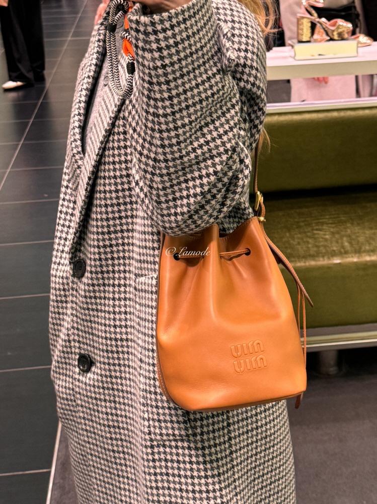 Miu Miu Cognac Leather Bucket Shoulder Bag