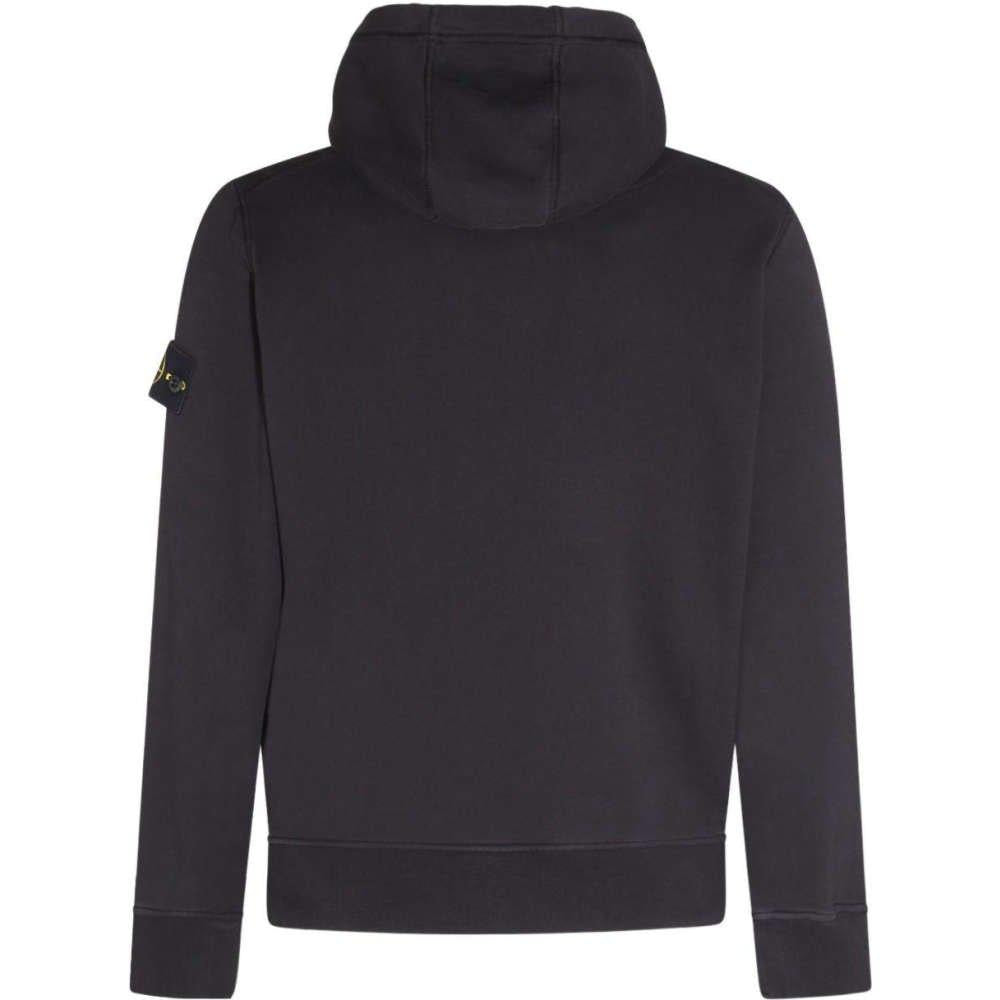 STONE ISLAND Black Woven Patch Logo Cotton Hoodie Unisex