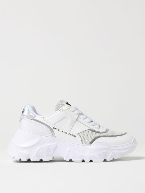 Versace White Leather Low-Top Sneakers 78VA3SC4ZPB07LA3 WHITE DOM