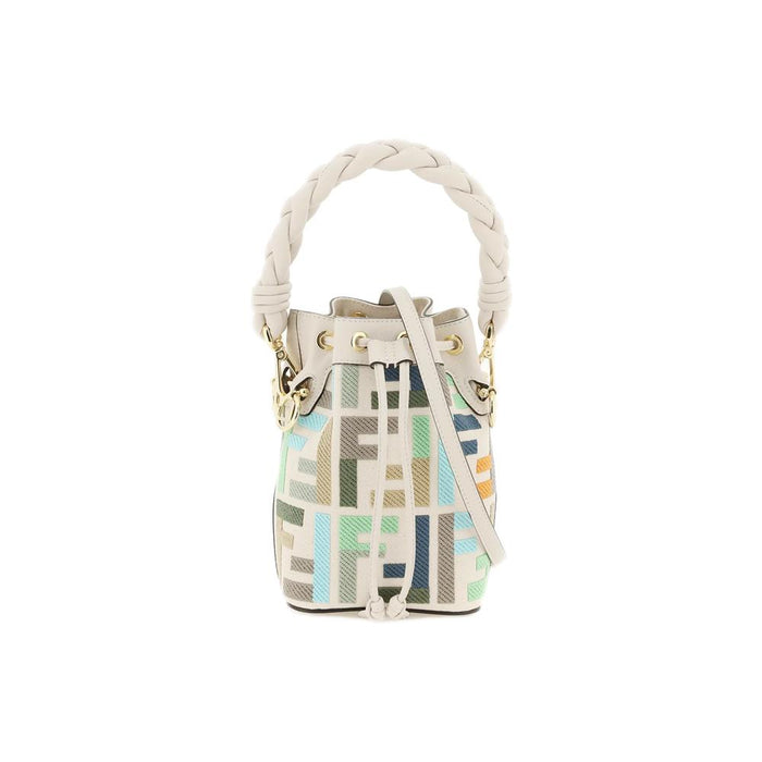 FENDI Mon Tresor Logo Mini Bucket Bag Light Beige Crossbody