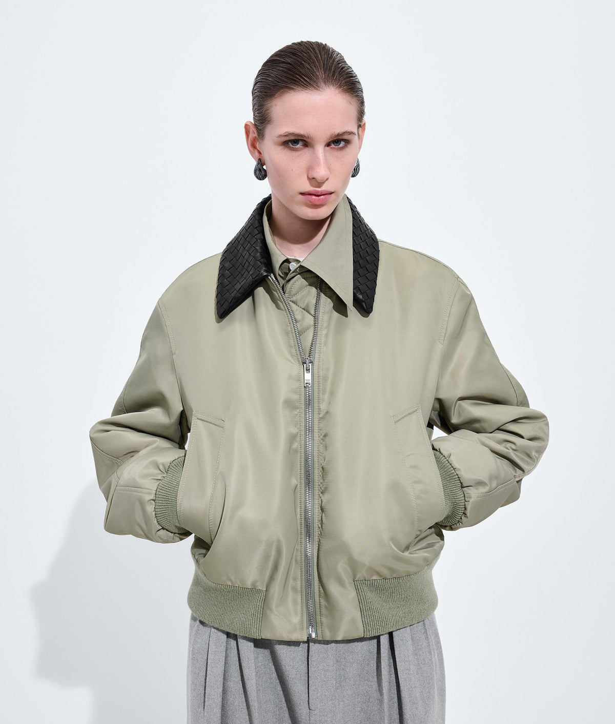 Bottega Veneta Black Nylon Bomber Jacket