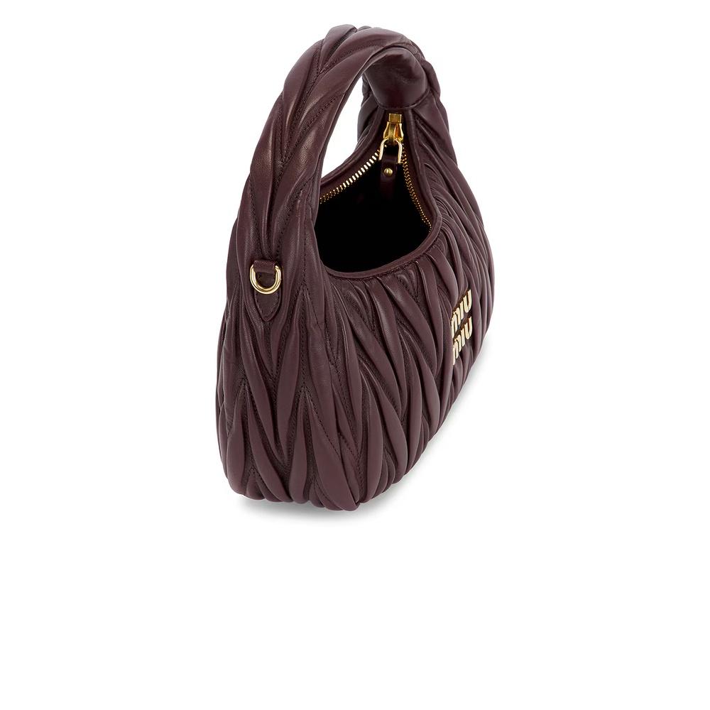 Miu Miu Wander Matelassé Leather Hobo Tote Bag Black