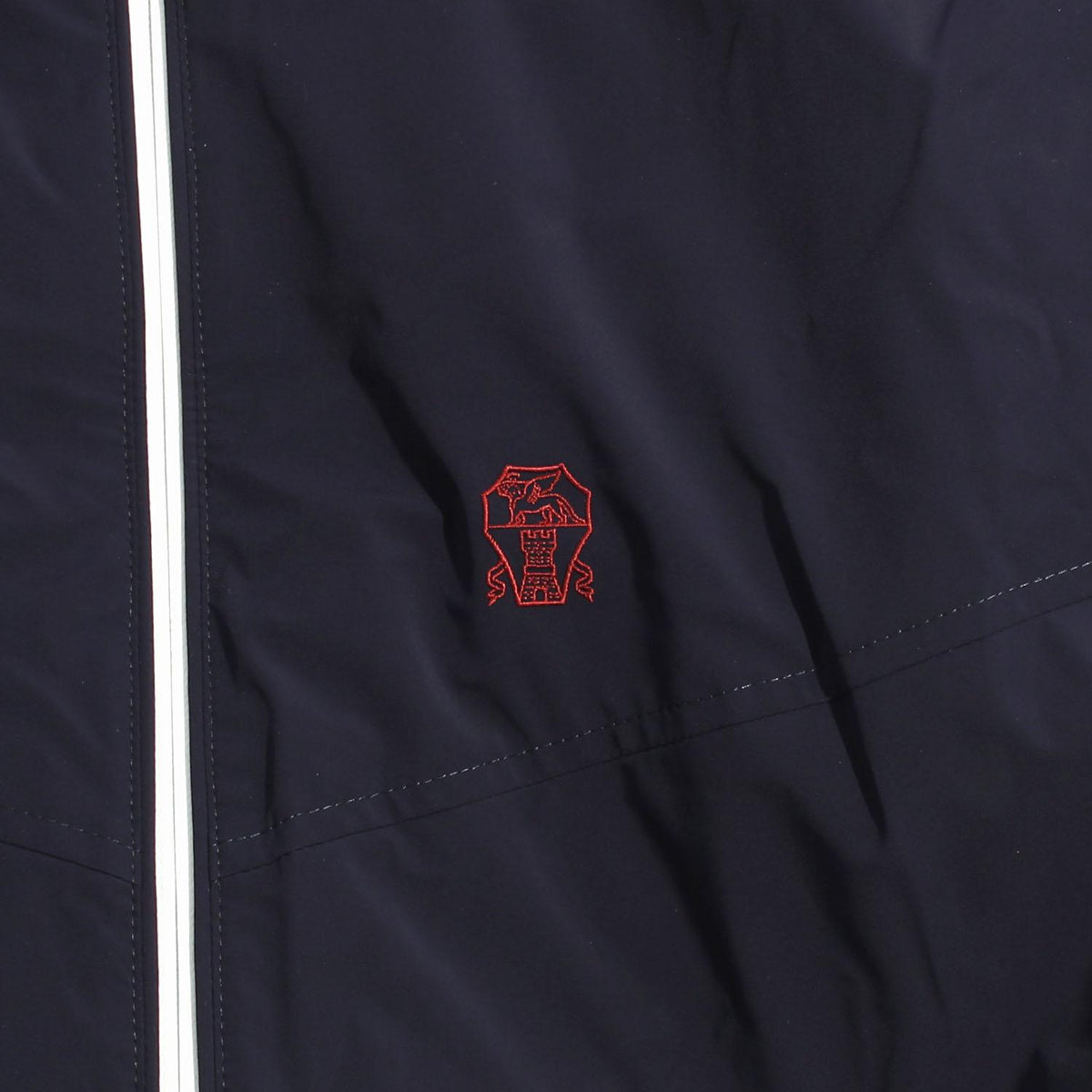 Brunello Cucinelli Navy Nylon Lightweight Hooded Puffer Jacket MM49A7431G C1086