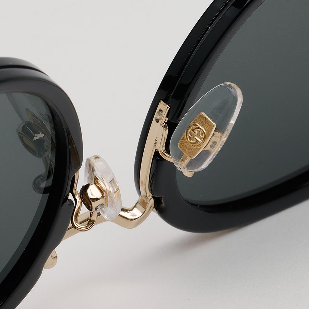 GUCCI Double G Round Sunglasses Asian Fit Unisex Classic Black
