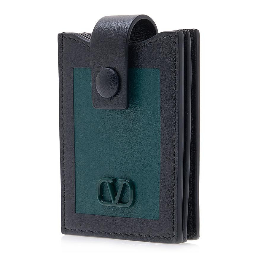 VALENTINO Garavani V Logo Signature Leather Card Holder for Men