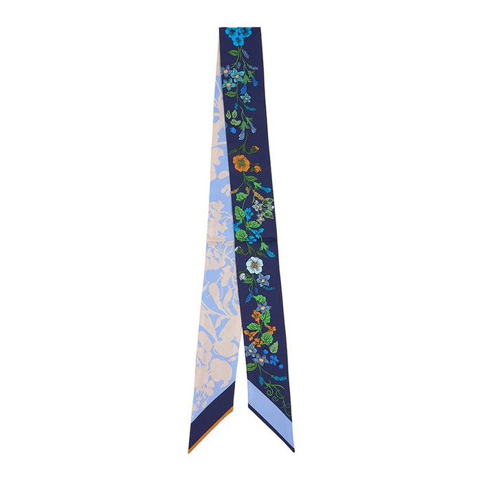 Ferragamo Navy Camel Pegasus Twilly Silk Scarf for Women