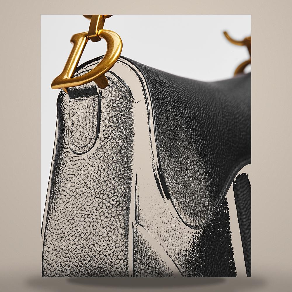 DIOR Saddle Strap Bag Small Black Grained Calfskin Shoulder Bag M0457CUQW M900