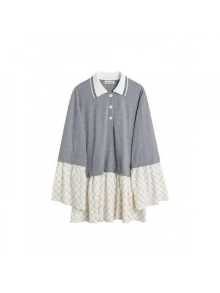 OUR LEGACY Grey Melange Check Reminiscing Midi Dress