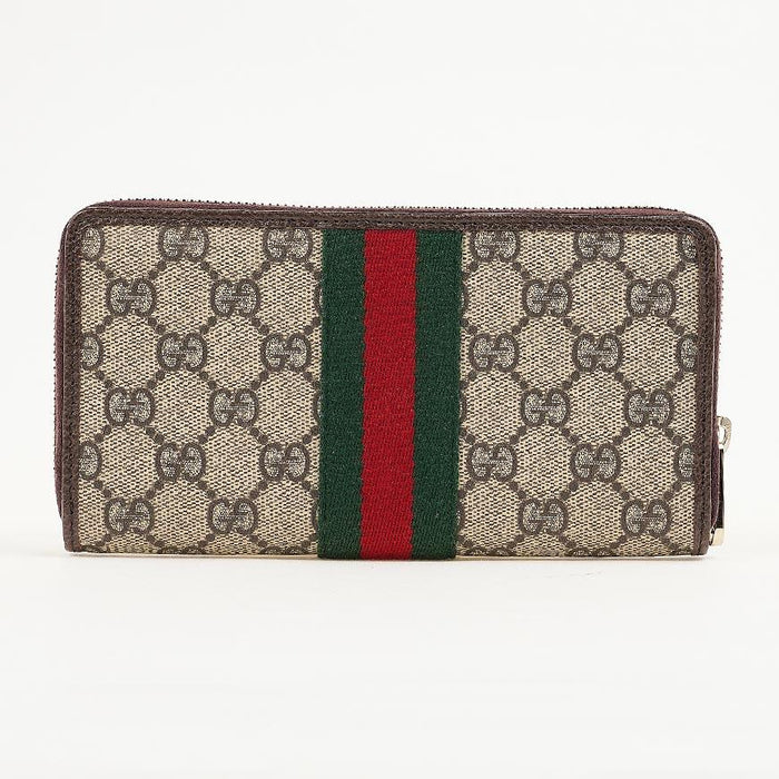 GUCCI Ophidia Beige GG Supreme Zip Around Continental Wallet