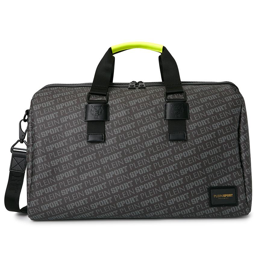 PLEIN SPORT Men’s Duffel Bag Black Nylon Tote Bag