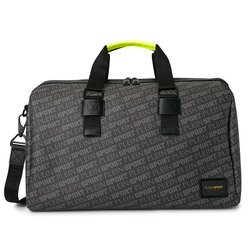 PLEIN SPORT Men’s Duffel Bag Black Nylon Tote Bag