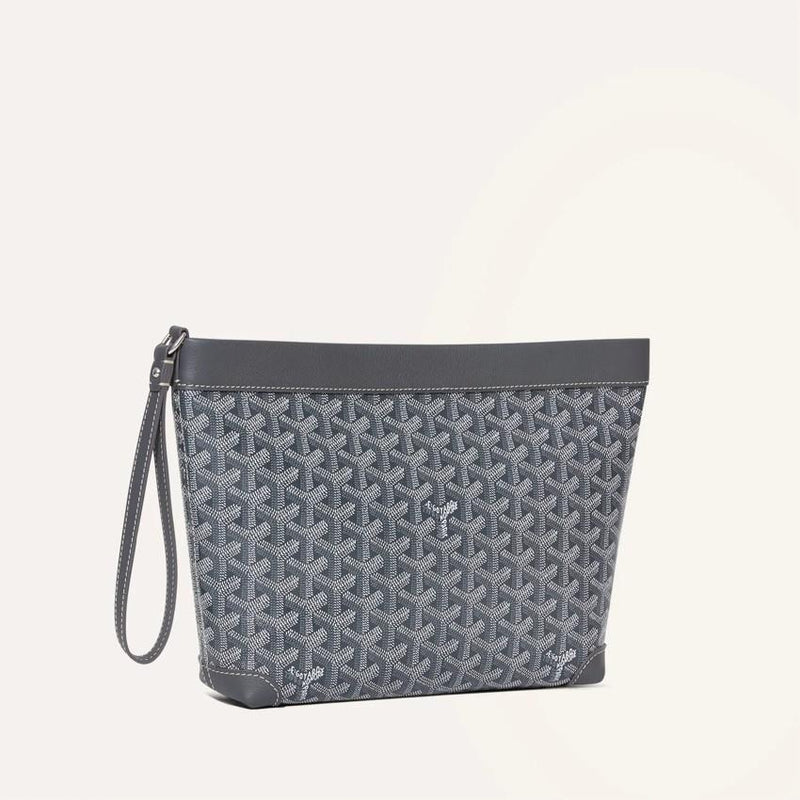GOYARD Grey Goyardine Coated Canvas Conti Pouch Clutch Wome CONTIPPMLTY51 CL51 P