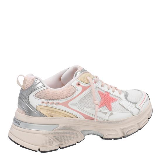 GOLDEN GOOSE White Pink Silver Leather Sneakers