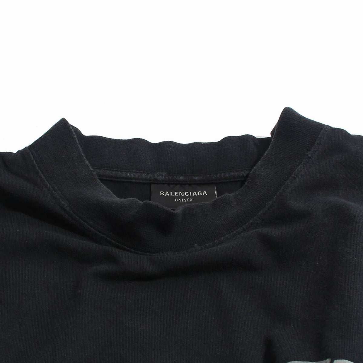 BALENCIAGA College Logo Washed Black Short Sleeve T-Shirt