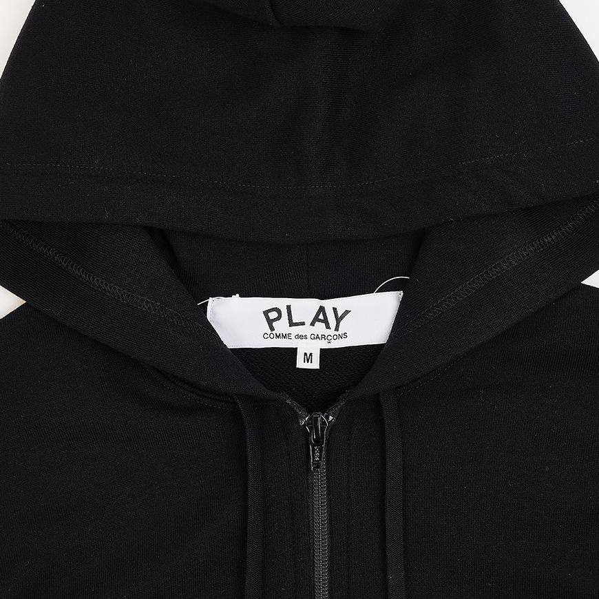 Comme des Garcons Double Heart Patch Zip Hoodie Unisex AX T294 051 BLACK