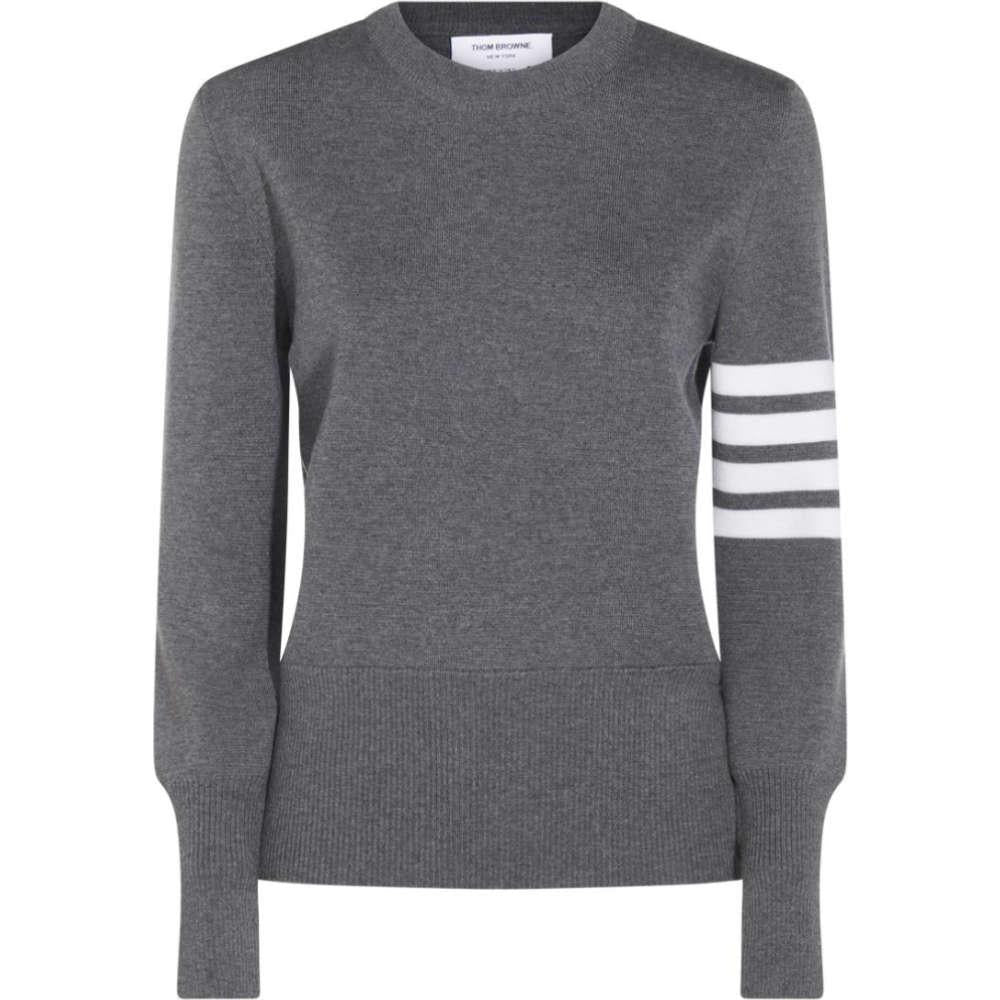 THOM BROWNE Dark Gray Milano Stitch Armband Crewneck Women’s Knit