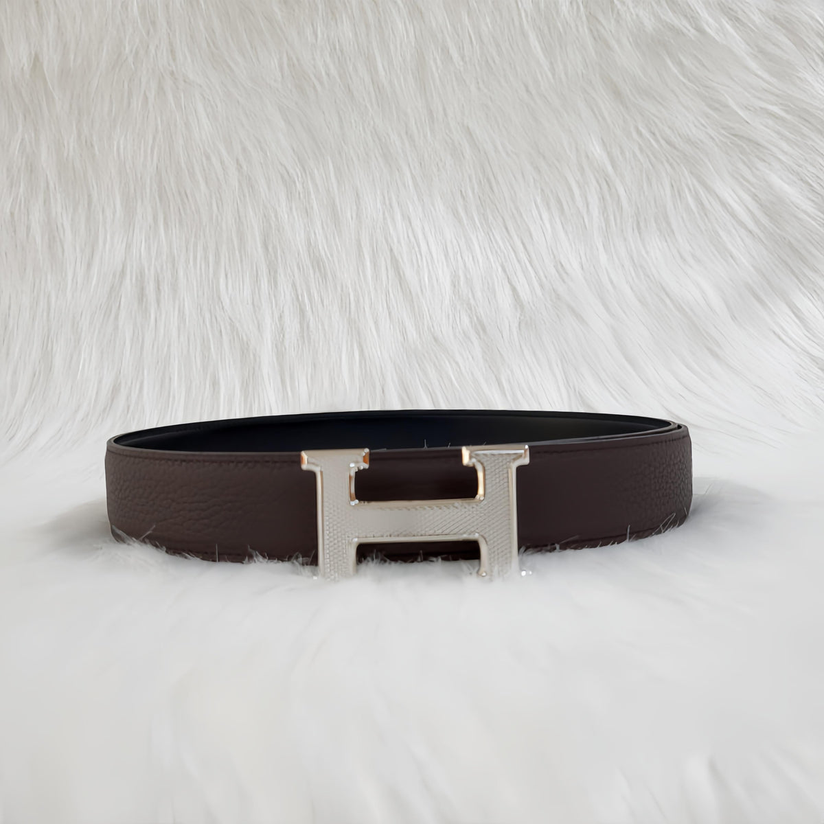 HERMES H Guilloche Belt Buckle Reversible Leather Strap 32mm H064540CK05