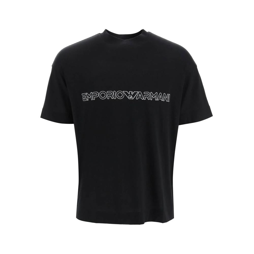 Emporio Armani Logo Embroidered T-Shirt Black Men’s Cotton