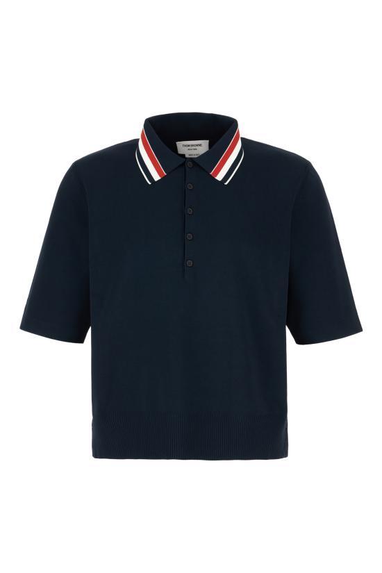 THOM BROWNE Men’s Cotton Polo Shirt MKP136AY5502415 NAVY DOM