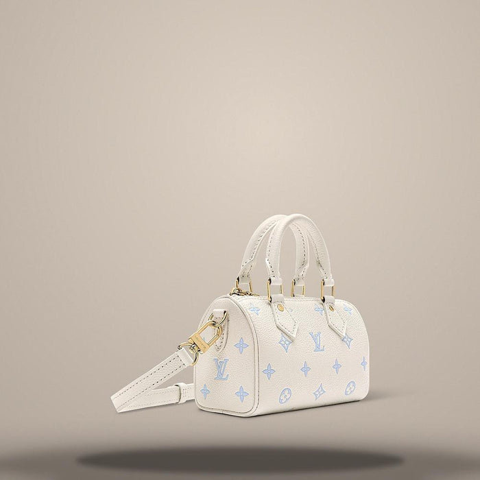 Louis Vuitton Nano Speedy Milky White Blue Shoulder Bag