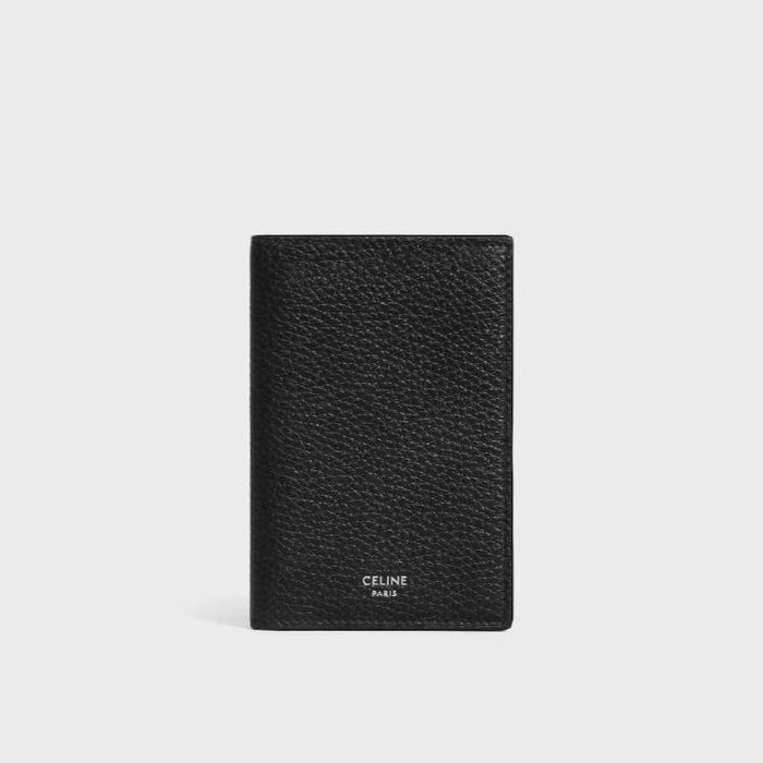 CELINE Vertical Card Holder Calfskin Leather Black Men’s Wallet