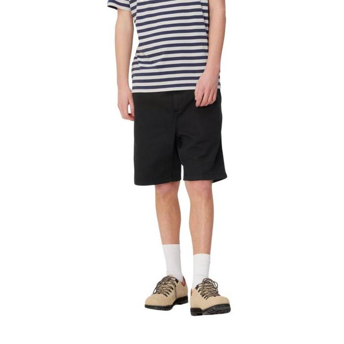 CARHARTT WIP Flint Shorts Black Cotton Men's Short Pants