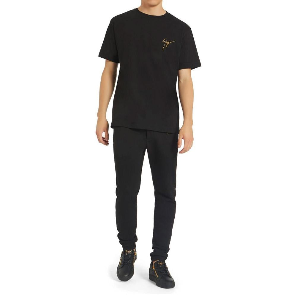 Giuseppe Zanotti Logo Embroidered Short Sleeve T-Shirt Black