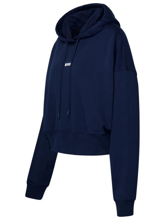 MSGM Navy Logo Hooded Sweatshirt for Women 3541MDM50923779989