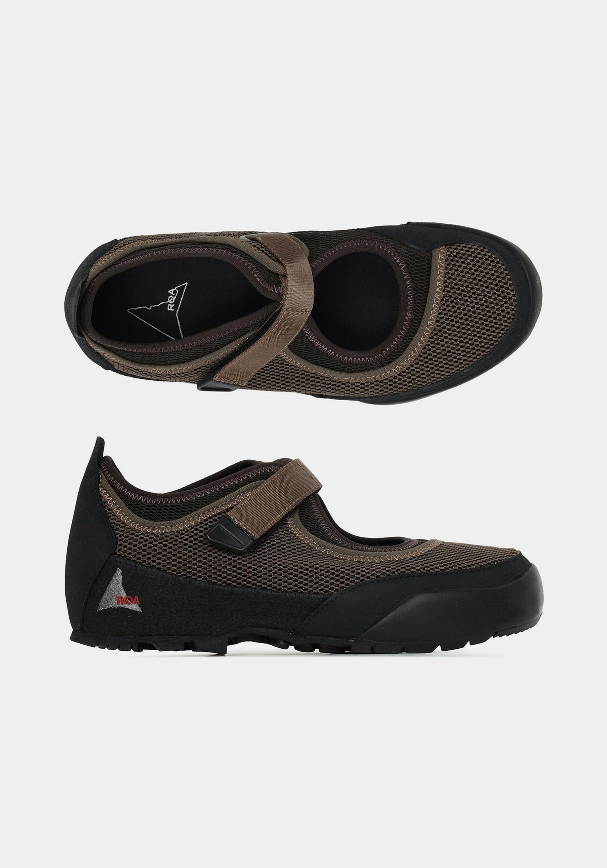 ROA Brown Black Loie Strap Low-Top Sneakers