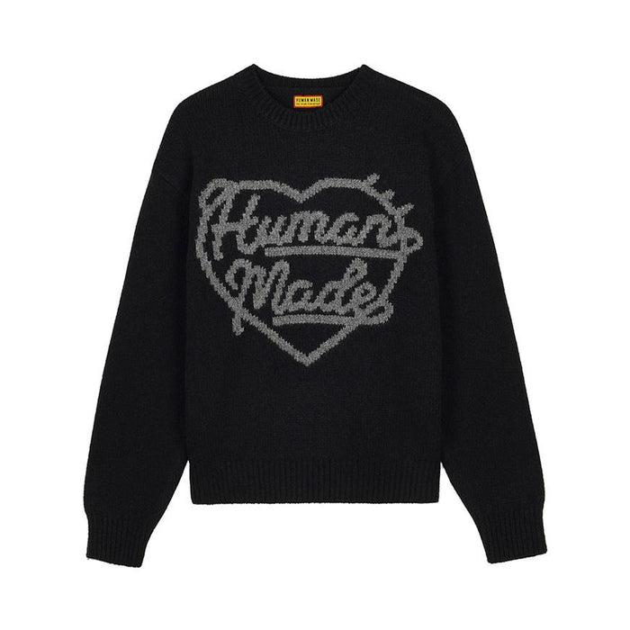 Humanmade Men’s Heart Knit Crewneck Sweater HM30CS035 BLACK