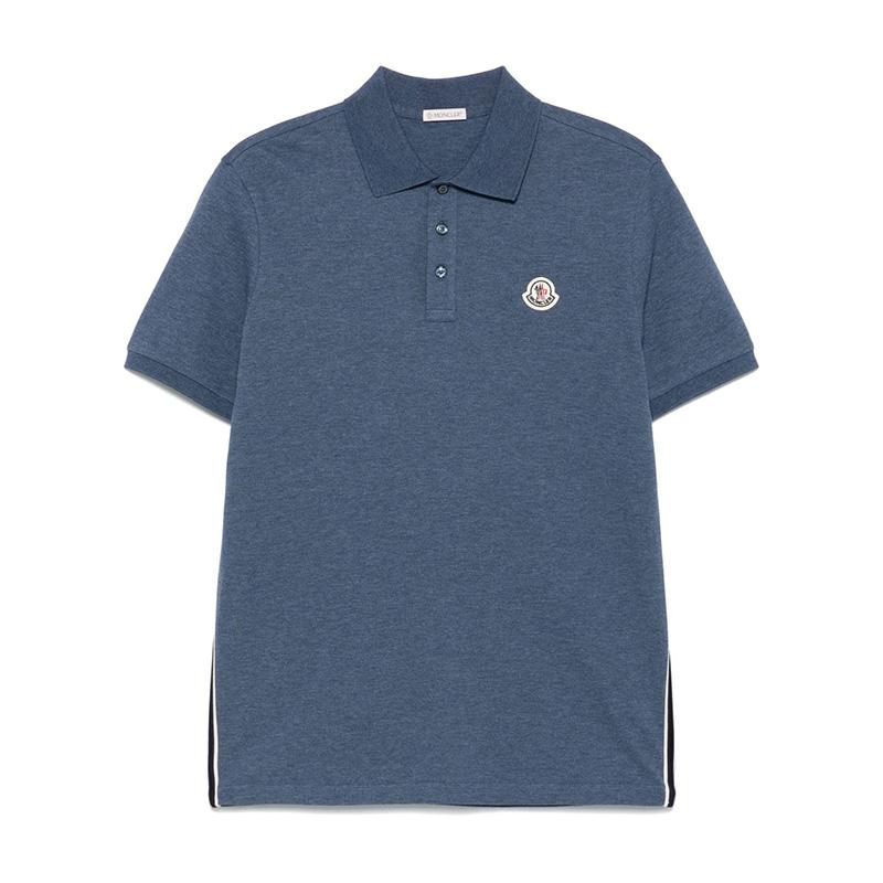 Moncler Side Stripe Polo Shirt Men’s Navy Cotton