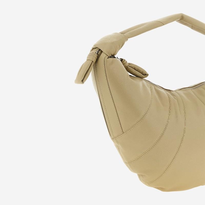 Lemaire Fortune Leather Croissant Shoulder Bag Beige