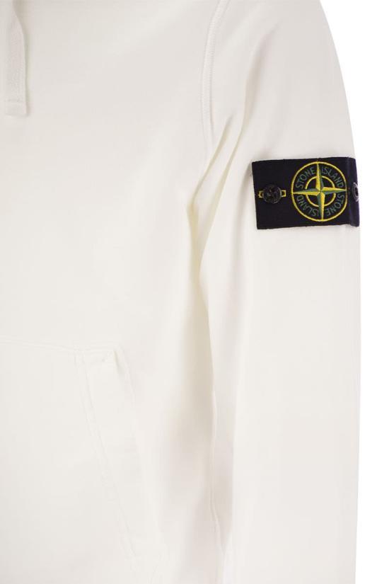 STONE ISLAND White Cotton Hooded Sweatshirt Women