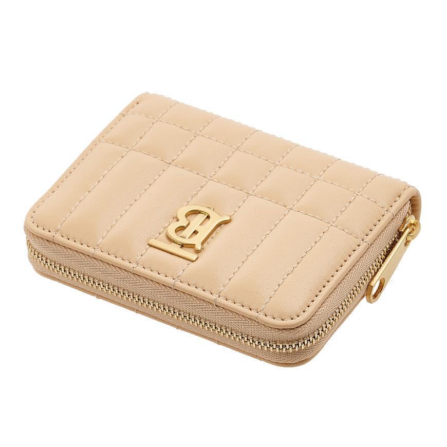 BURBERRY Lola Zip Card Wallet Leather Beige Women’s
