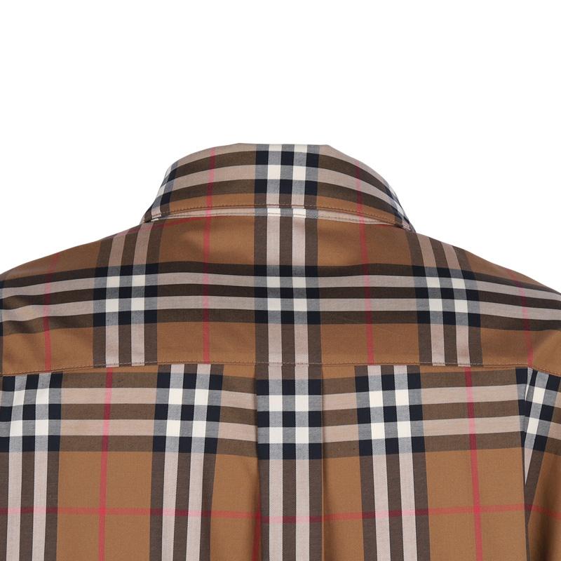 BURBERRY Ivory Check Cotton Shirt Brown Women’s Blouse