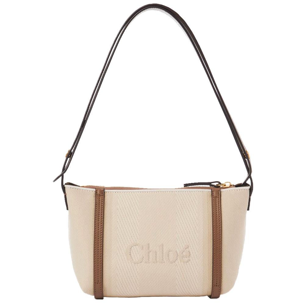 Chloe Cady Logo Embroidered Shoulder Bag Beige CHC25UP566O65 23N