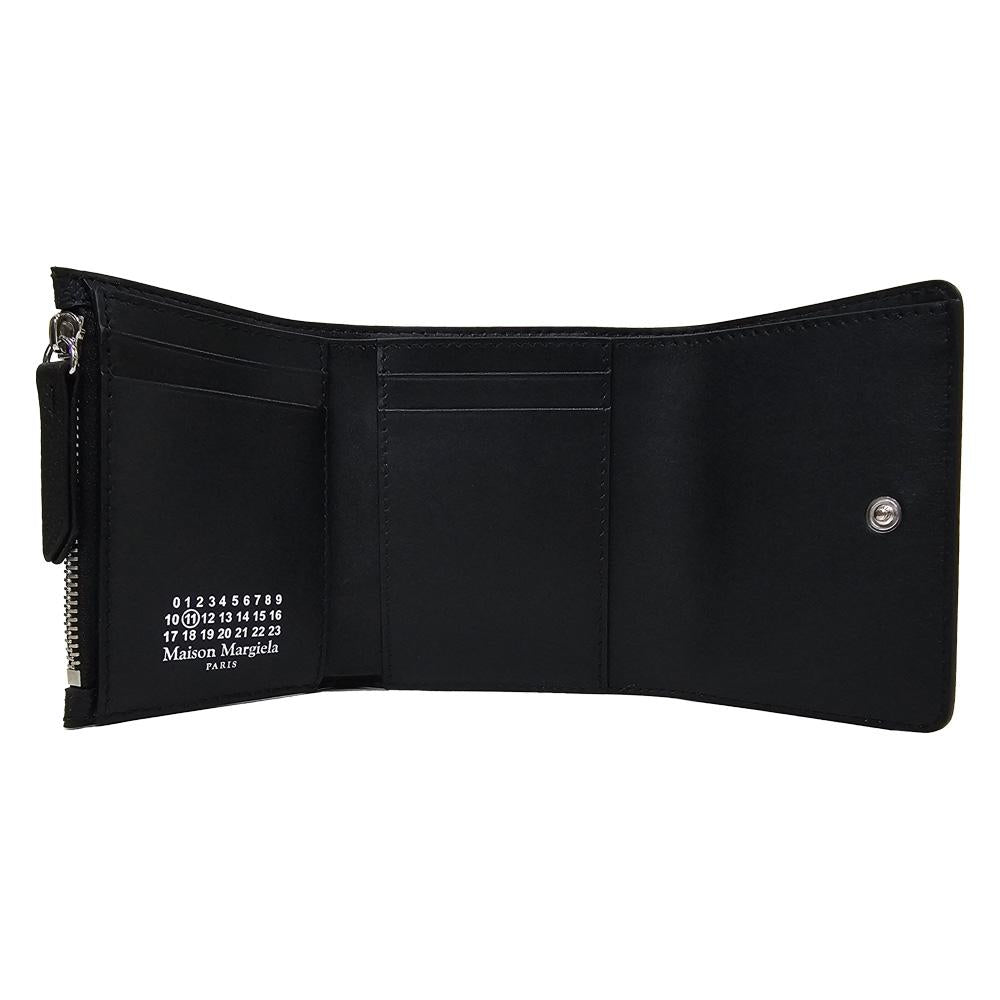 Maison Margiela Women’s Tri-Fold Leather Wallet Black