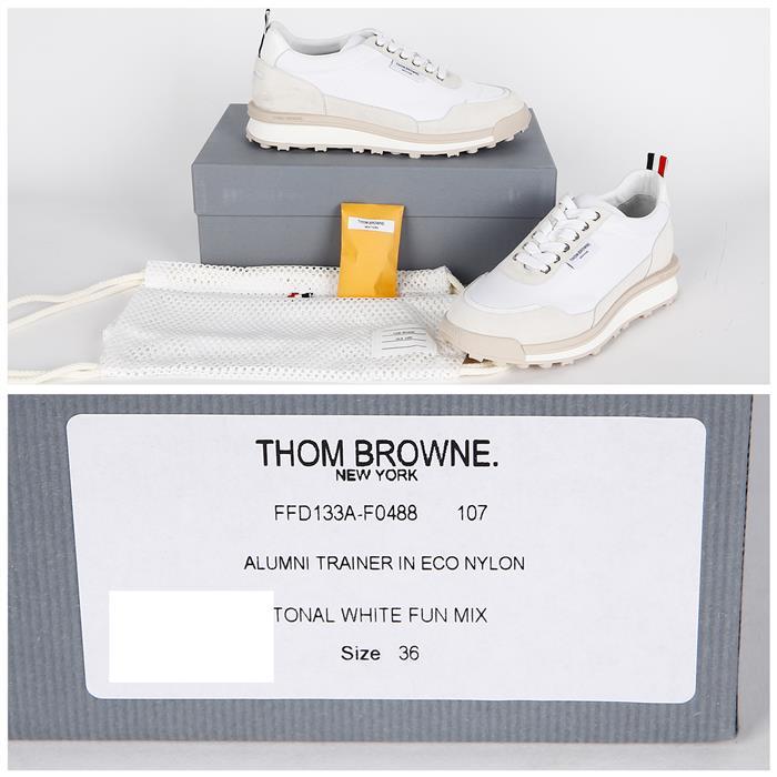 THOM BROWNE Ecru Nylon Runner Low-Top Sneakers
