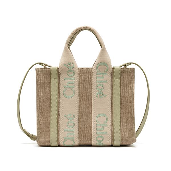 Chloe Woody Small Top Handle Tote Bag Beige Leather