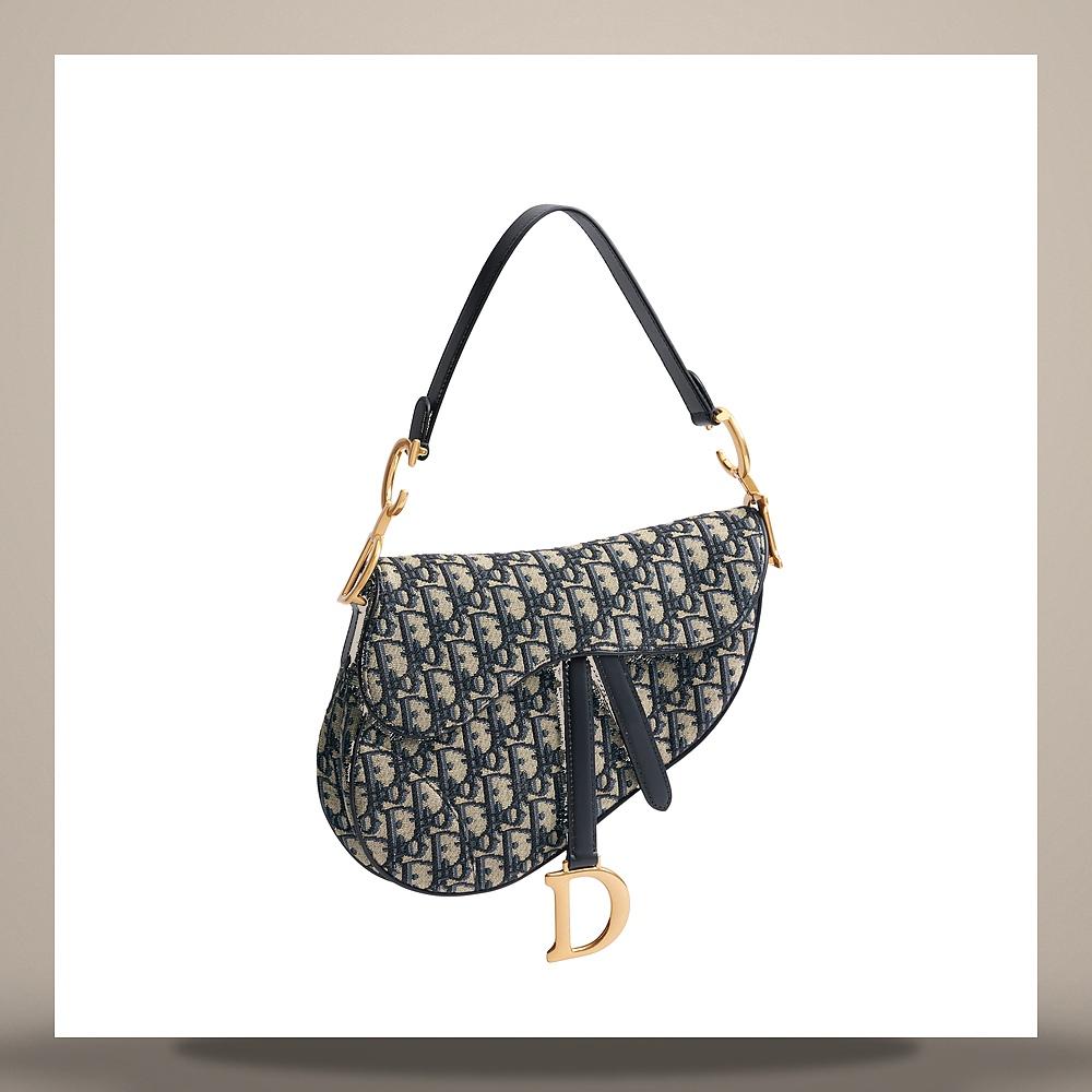 DIOR Saddle Strap Bag Blue Dior Oblique Jacquard Crossbody Bag
