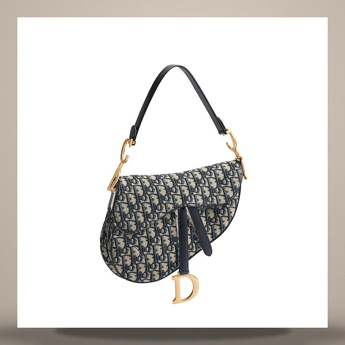 DIOR Saddle Strap Bag Blue Dior Oblique Jacquard Crossbody Bag