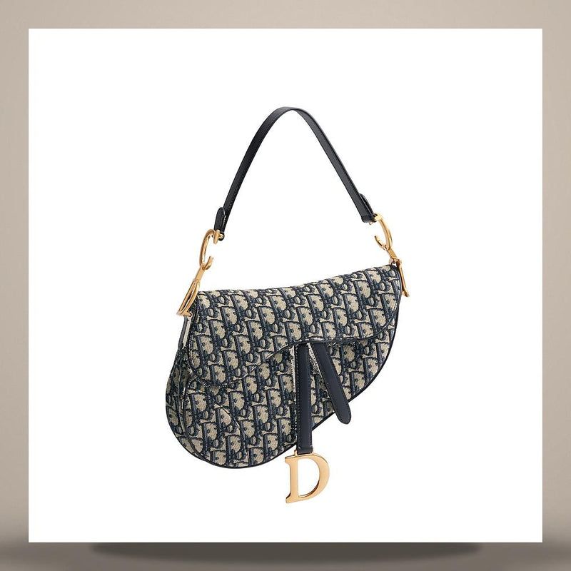 DIOR Saddle Strap Bag Blue Dior Oblique Jacquard Crossbody Bag