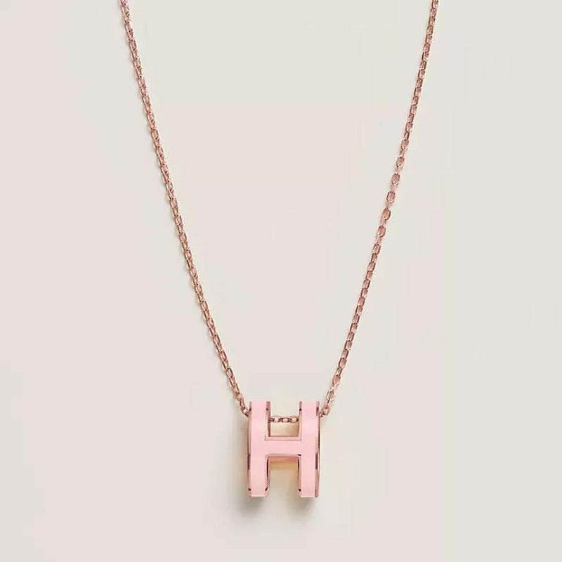 HERMES Pop Ash Large Rose Gold Hardware Necklace Rose Dragée