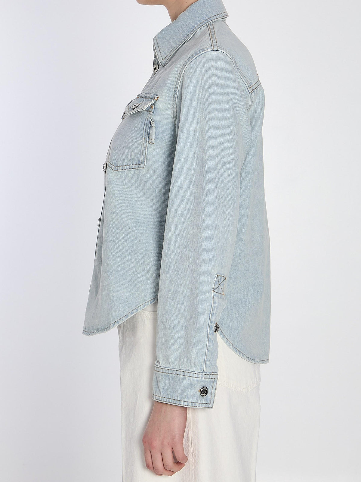 Bottega Veneta Long Sleeve Blue Cotton Shirt