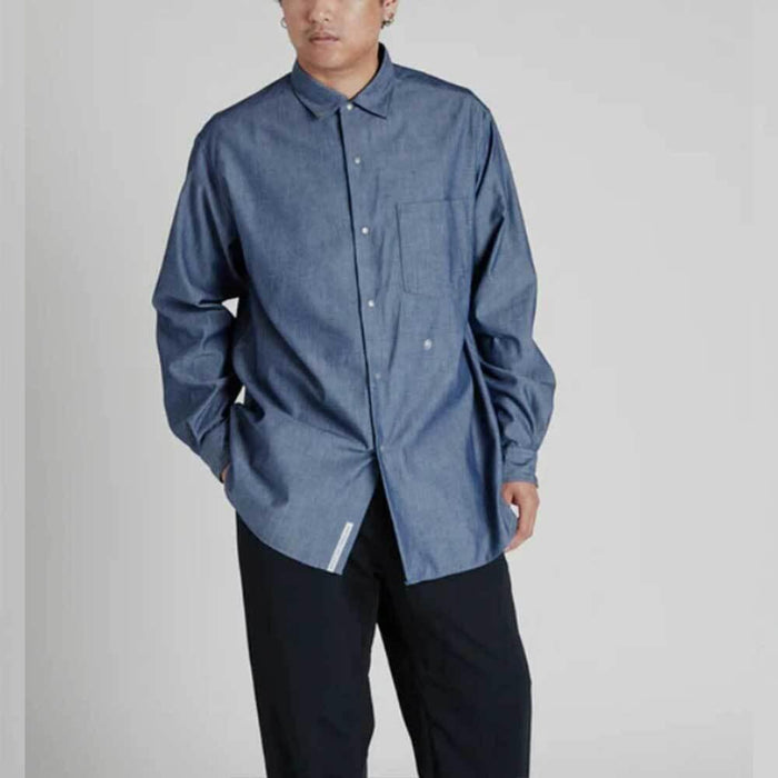 nanamica Regular Collar Chambray Long Sleeve Shirt Navy