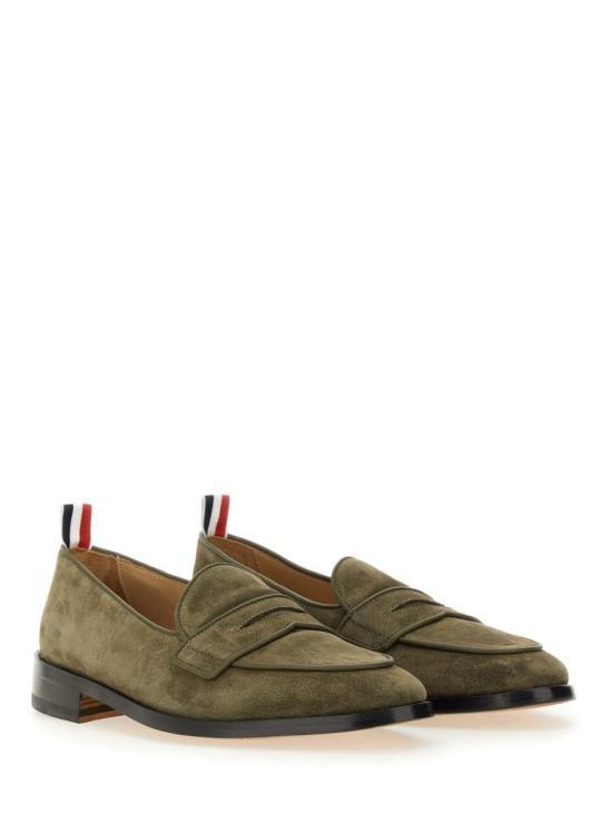 THOM BROWNE Dark Green Leather Loafers