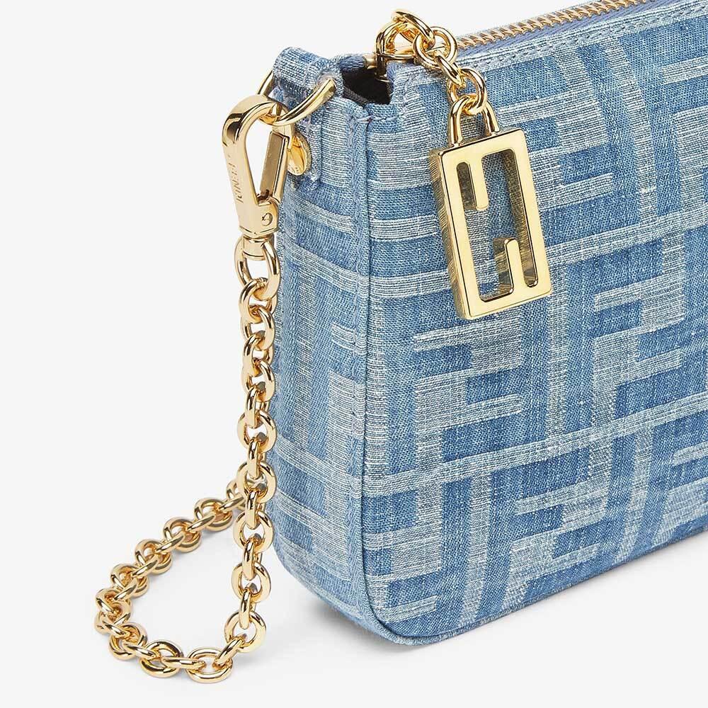 FENDI Denim Baguette Pouch Crossbody Bag for Women