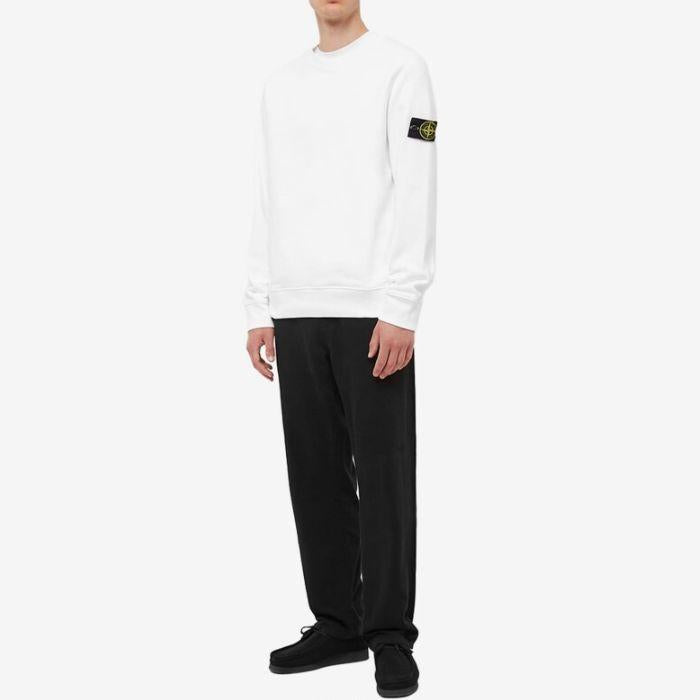 STONE ISLAND Wappen Logo Brushed Cotton Sweatshirt White Men