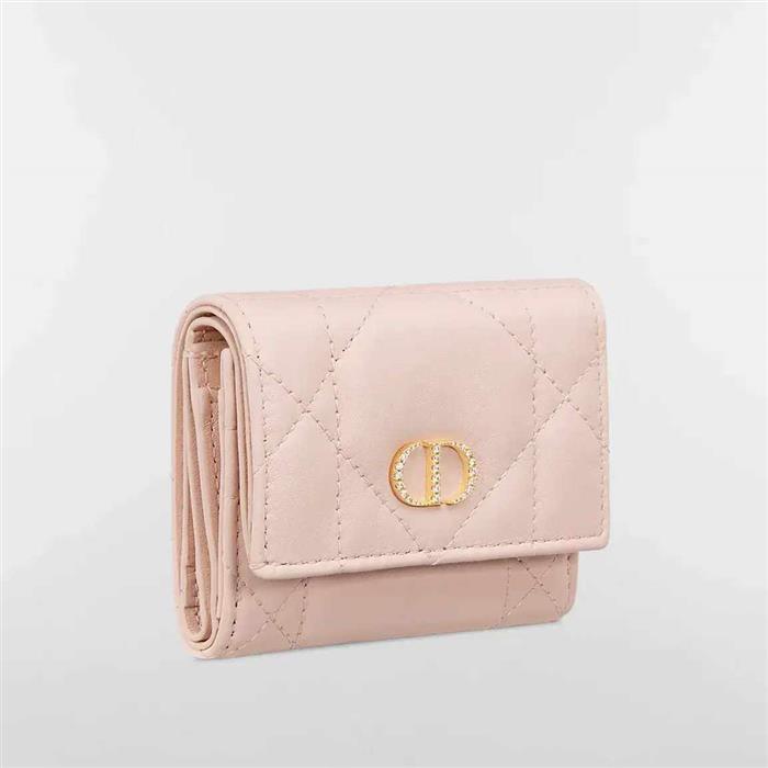 DIOR Caro Hibiscus L-Zip Wallet with Crystal Embellishments