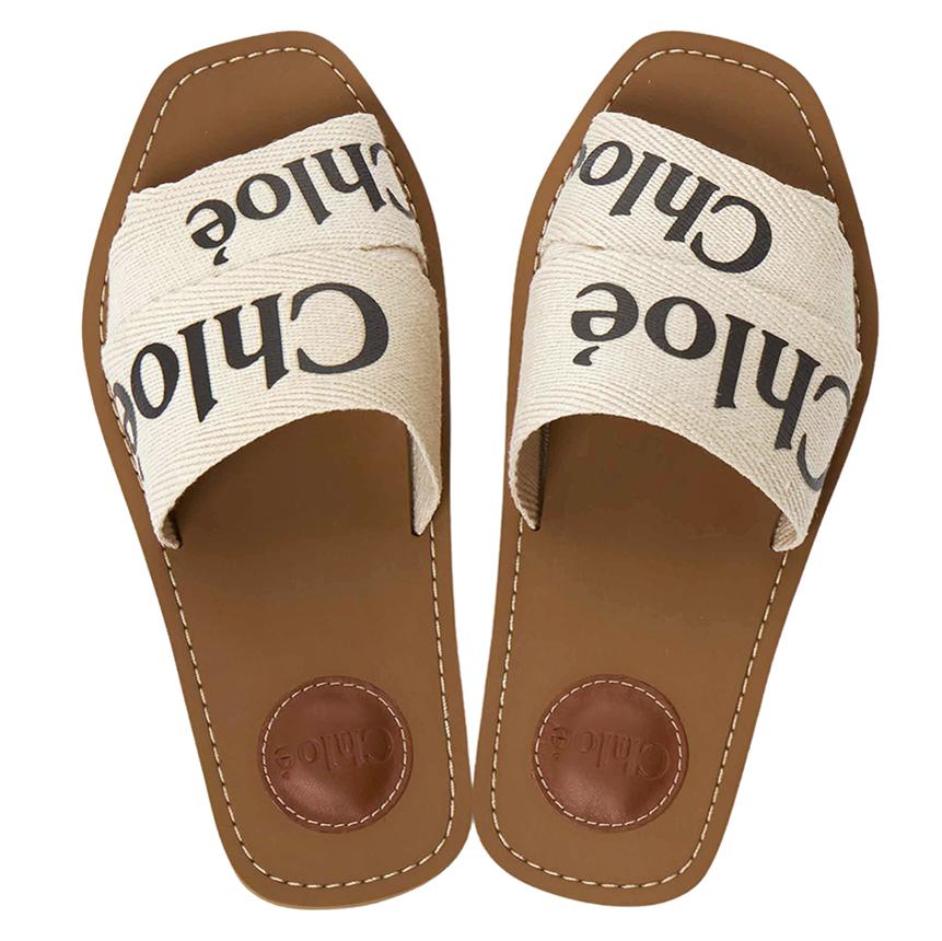 Chloe Woody Logo Canvas Slide Sandals CHC22U188Z3 101